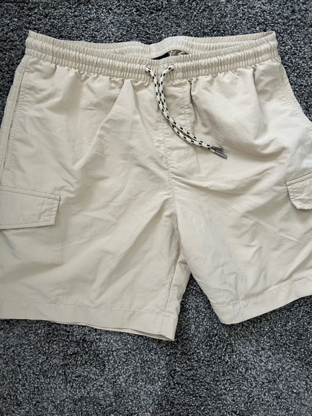 Amazon Men's Beige Cargo Drawstring Shorts